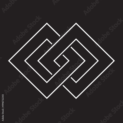 日本の伝統的な器物紋の家紋「釘抜き紋」のイラストベクターデータ