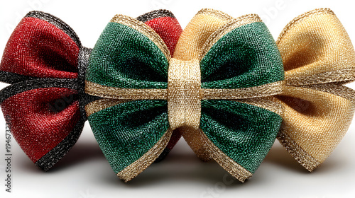 green bow on a white background