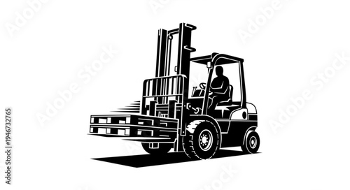 Forklift Truck with Operator Illustration.