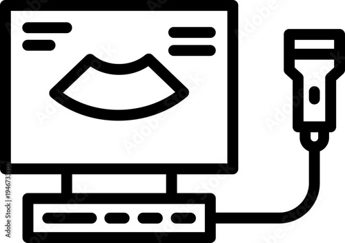 Ultrasonography line Icon, Ultrasound Scan Icon, Medical Ultrasound Icon