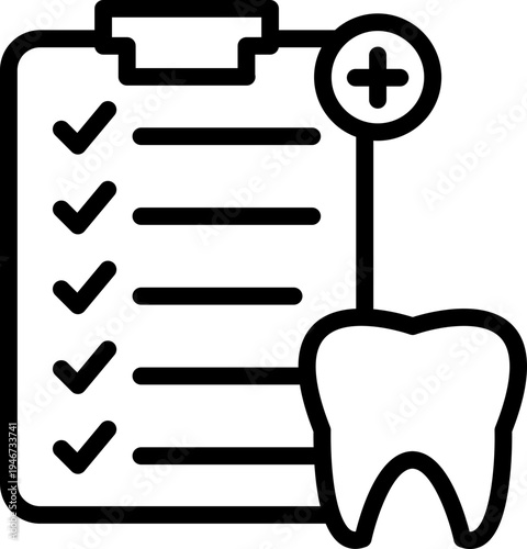 Dental Checkup line Icon, Teeth Examination Icon, Oral Health Check Icon