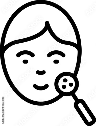 Skin checkup line icon, Dermatology medical examination, Skin cancer screening analysis