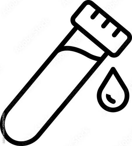 Blood test line icon, Medical lab blood sample, Hematology laboratory analysis