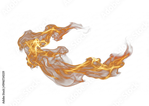 Fotografía Dynamic and swirling golden flames, a realistic fire element effect, isolated on a clean transparent background