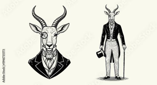 Elegant Antelope Character in Formal Attire.