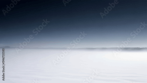 Snowy Landscape with Dark Blue Sky.