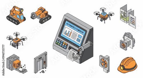 Collection of Industrial and Technology Icons.