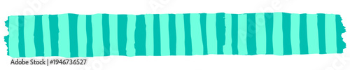 Rectangular patch with turquoise stripes and ragged edges. This is a torn piece of paper or a rough paint stroke with a vertical striped pattern. Vector illustration.