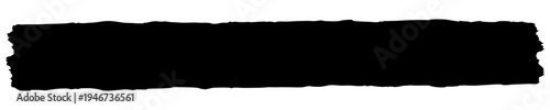 Black rectangular patch with ragged edges. This is a torn piece of paper or a rough paint stroke on a white background. Vector illustration.