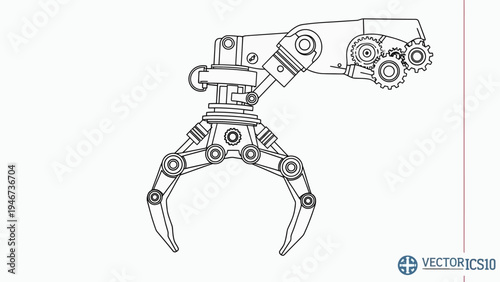 Mechanical Claw Machine Illustration Detailed View.