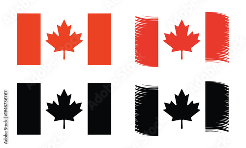 Set of 6 Canada flag icons vector