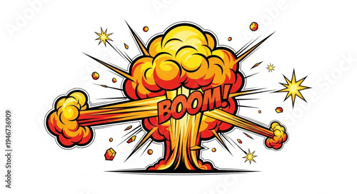 Explosion Boom Comic Style Illustration.