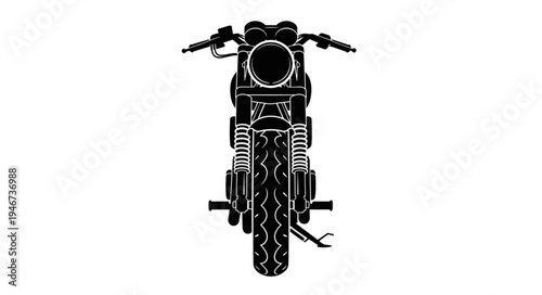 Front view silhouette of a classic motorcycle.