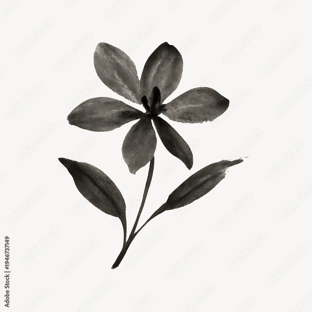 Obraz premium Monochrome floral watercolor illustration.