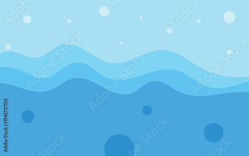 Abstract Ocean Waves: A serene, abstract illustration depicts layered ocean waves in varying shades of blue, creating a sense of calm, tranquility, and the fluidity of water.