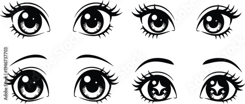 kawai eye, vector anime eye handmade