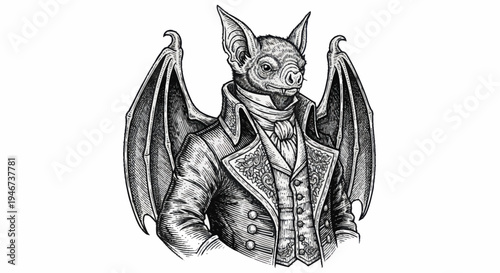 Gothic Bat Man Character Illustration.