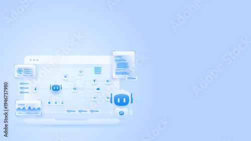 AI workflow automation artificial intelligence. ai agent workflow diagram dashboard machine learning architecture data processing system, coding, analytics diagram and automation system.