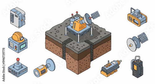 Isometric Technology and Industry Elements Collection.