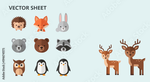 Cute Woodland Forest Animals Cartoon Collection Vector.
