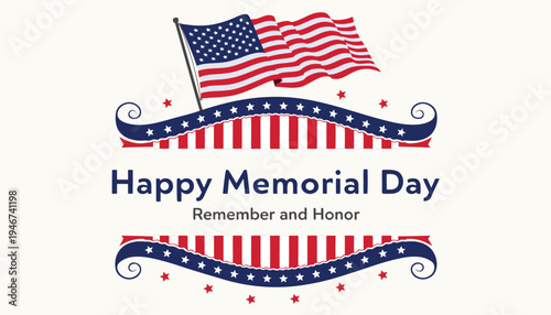 Memorial Day greeting card vector