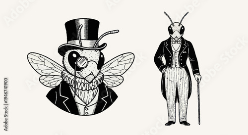 Anthropomorphic Bee Character in Formal Attire.