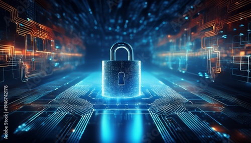 hacker attack and data breach visualization information leak concept display futuristic cyber background broken lock symbol security compromise representation defocused
