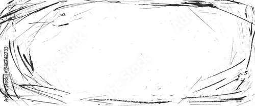 Chaotic noise horror border or messy frame with smear, dust grunge and scratch imperfection. Worn vignette border with rustic overlay and dirty film effect. Vector old photo filter frame for retro bg.