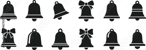 Set of 10 black bell icons vector