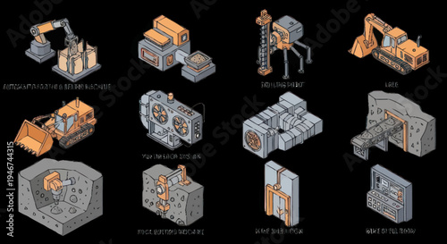 Isometric Industrial Machinery and Equipment Collection.