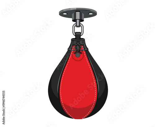 Hanging Red And Black Boxing Speed Bag