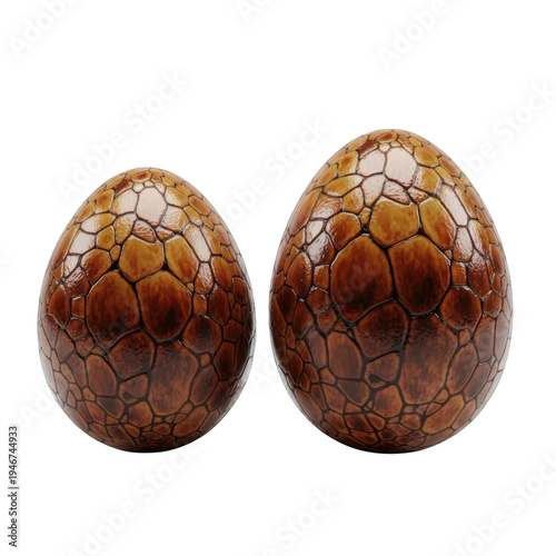 Wallpaper Mural Two brown dinosaur eggs with a cracked texture isolated on transparent background Torontodigital.ca
