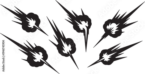 Solid Black Abstract Energy Blast Scifi Shapes