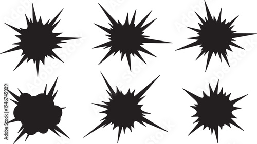 Solid Black Abstract Energy Blast Scifi Shapes