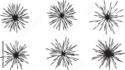 Black Solid Abstract Splatter Firework Art Shapes