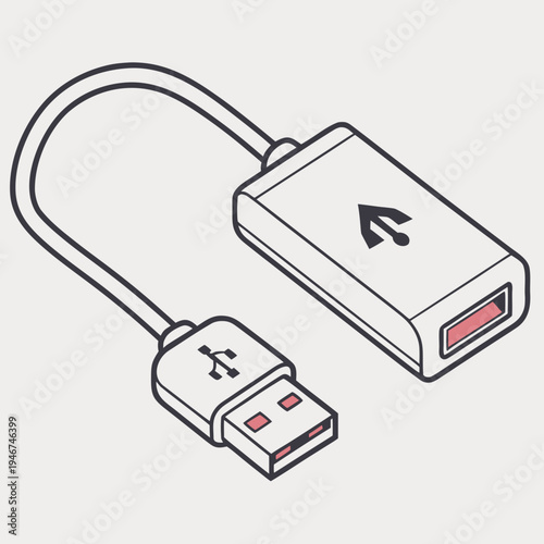USB OTG Adapter Micro Technology Vector Icon