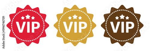 VIP text with star icon simple outline vector sign, premium membership label