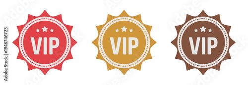 VIP text with star icon simple outline vector sign, premium membership label
