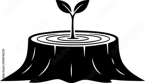 Stump and Sprout Silhouette
