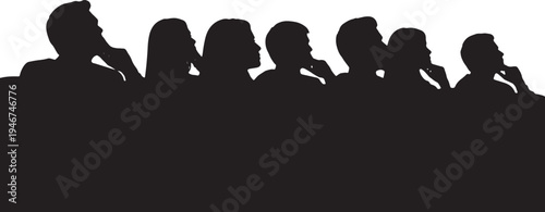 Business Audience and Auditorium Listener Silhouettes on White