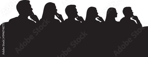 Business Audience and Auditorium Listener Silhouettes on White