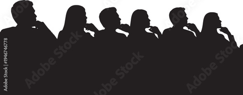 Business Audience and Auditorium Listener Silhouettes on White