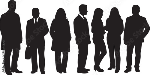 Bank Queue and Financial Institution Waiting Silhouettes