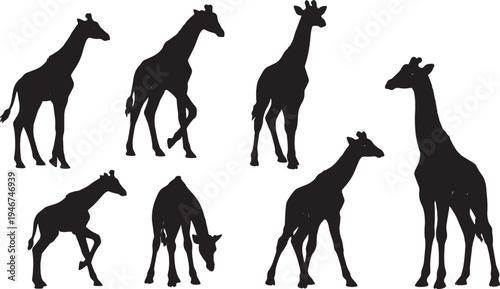 Black Solid Baby Giraffe Calf Cute Shapes