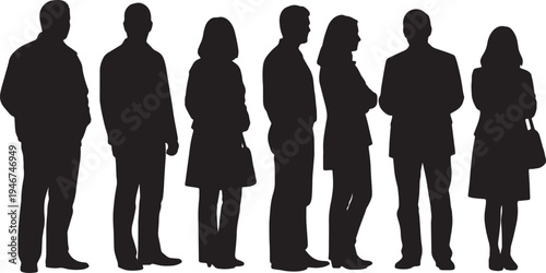 Bank Queue and Financial Institution Waiting Silhouettes