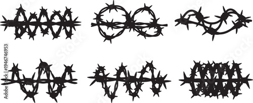 Barbed Wire Fencing Silhouettes