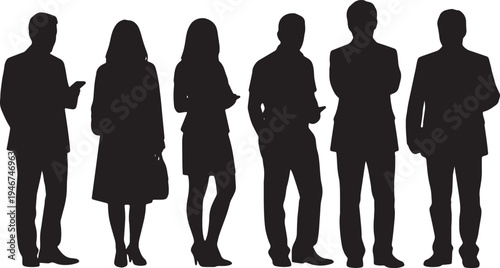 Bank Queue and Financial Institution Waiting Silhouettes