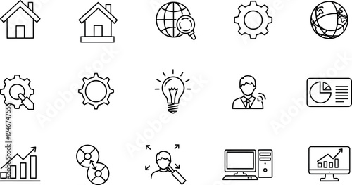 Icon set for business and technology concepts seo friendly icons
