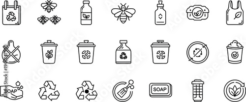 Icon set of various objects and symbols for design and illustration