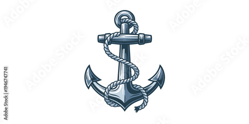 Nautical Anchor with Rope Wrapped.